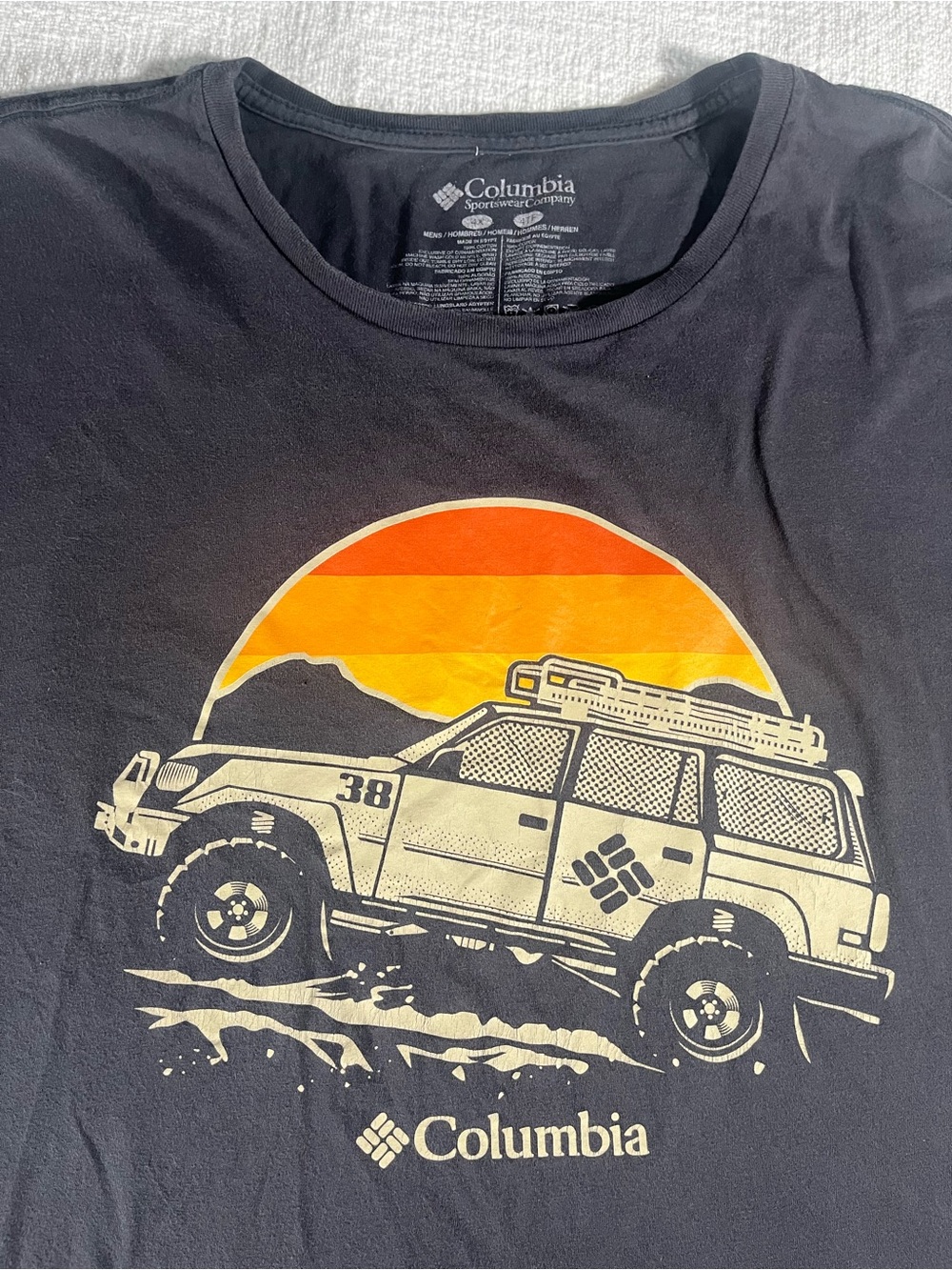 4XL Columbia Men's Black Graphic Short-Sleeve T-Shirt - Sunset Off-Road Design
